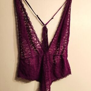 Beautiful Lace Bodysuit in Deep Purple, XL